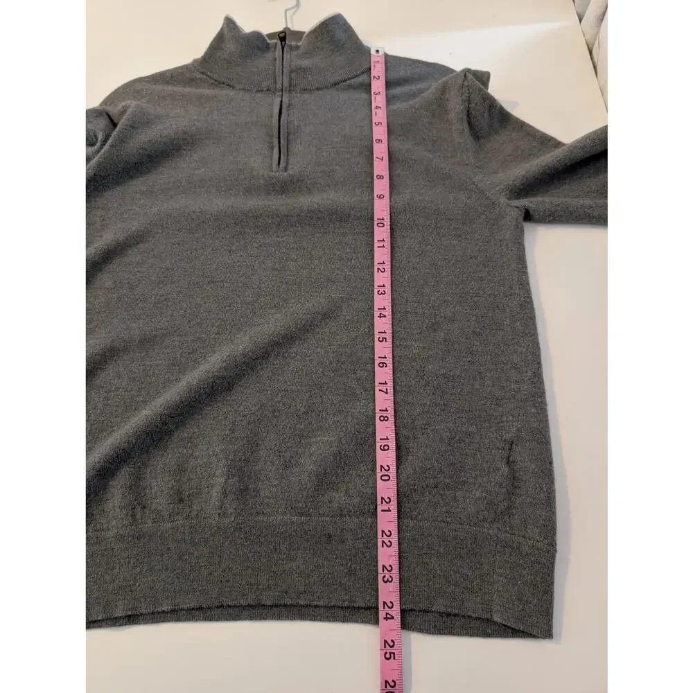 Banana Republic Sweater Merino Wool Baruffa Quarter Zip Classic Gray Size L